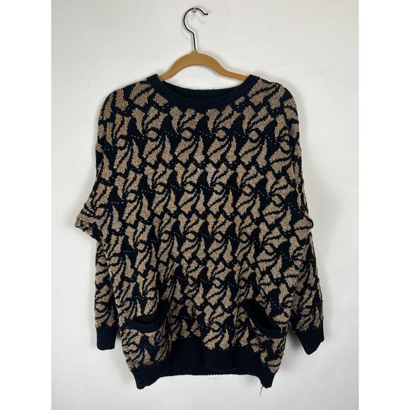 Black and Tan Retro Sweater  - Medium - Fits like L/XL - Picture 1 of 6